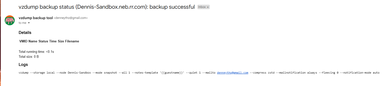 Backup job configuration in Proxmox